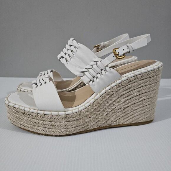 Veronica Beard Shoes - NEW Veronica Beard Riya Wedge Sandal Platform White Leather Jute Size 10